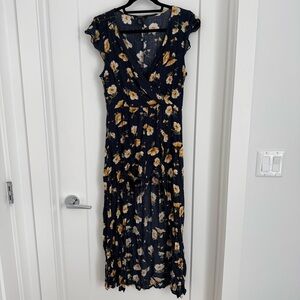 Forever 21 Navy Floral Maxi Romper